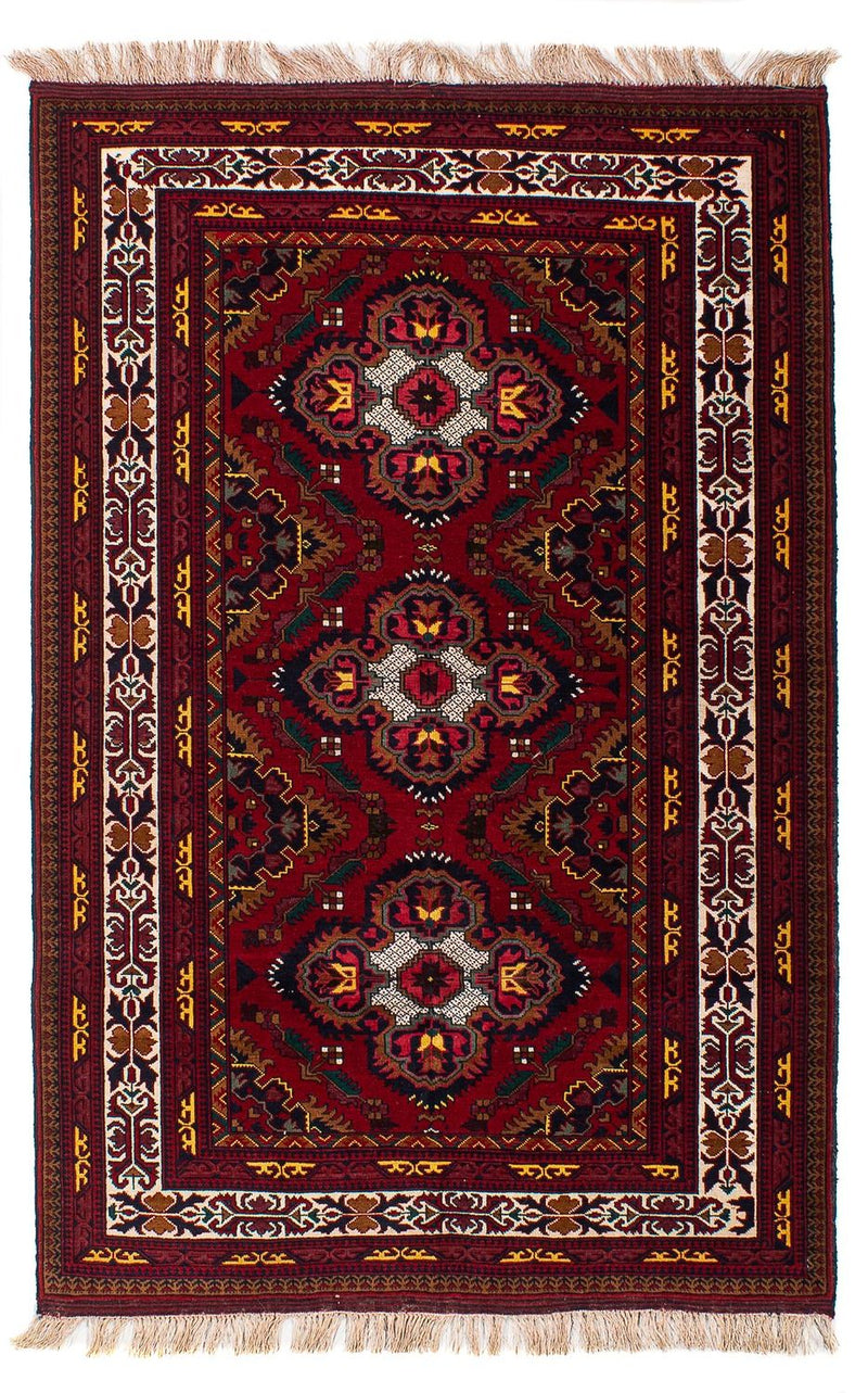 Afghan Rug - 145 x 93 cm - dark red