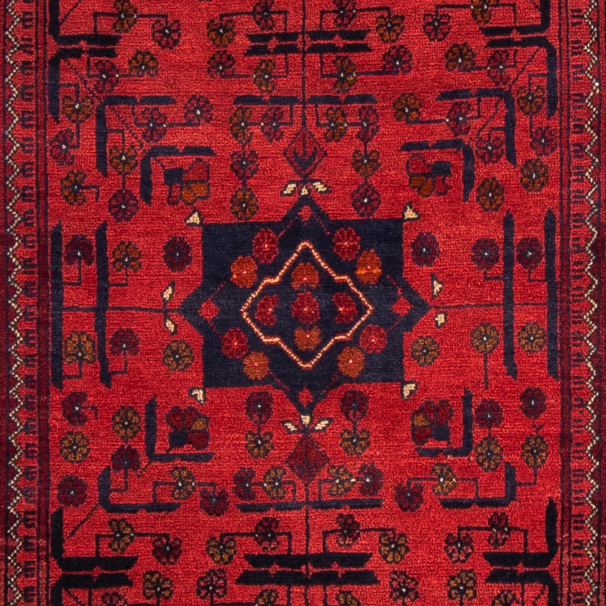 Runner Afghan Rug - Kunduz - 298 x 79 cm - dark red