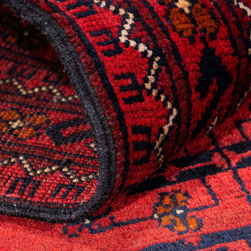 Runner Afghan Rug - Kunduz - 298 x 79 cm - dark red