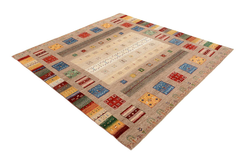 Gabbeh Rug - Loribaft Indus square  - 203 x 201 cm - multicolored