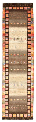 Runner Gabbeh Rug - Loribaft Indus - 306 x 80 cm - dark beige