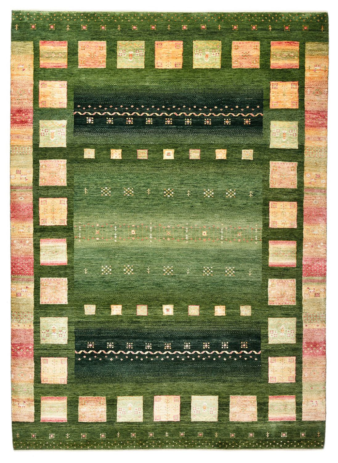 Gabbeh Rug - Loribaft Indus - 245 x 178 cm - green