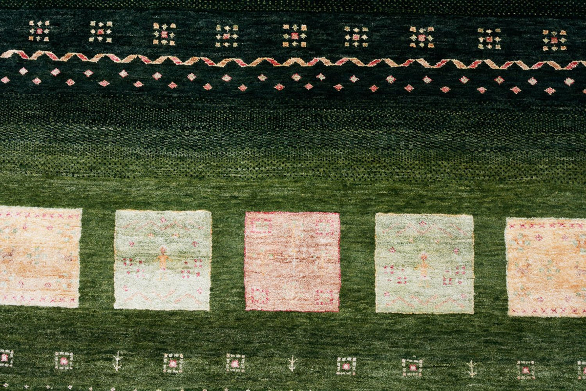 Gabbeh Rug - Loribaft Indus - 308 x 205 cm - green