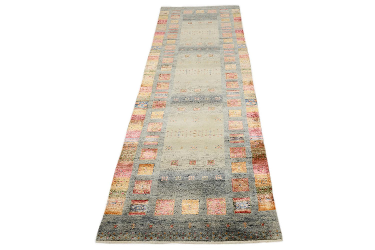 Runner Gabbeh Rug - Loribaft Indus - 295 x 82 cm - multicolored