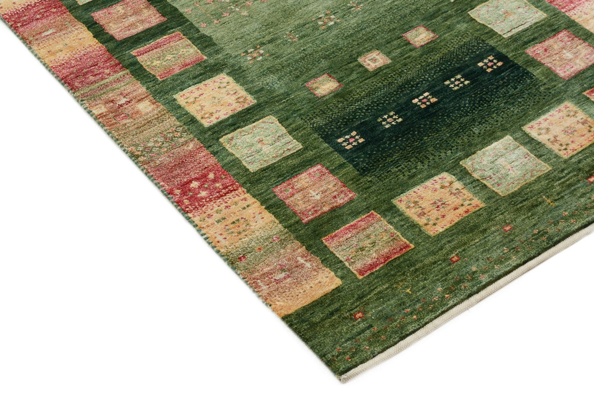 Runner Gabbeh Rug - Loribaft Indus - 296 x 82 cm - green
