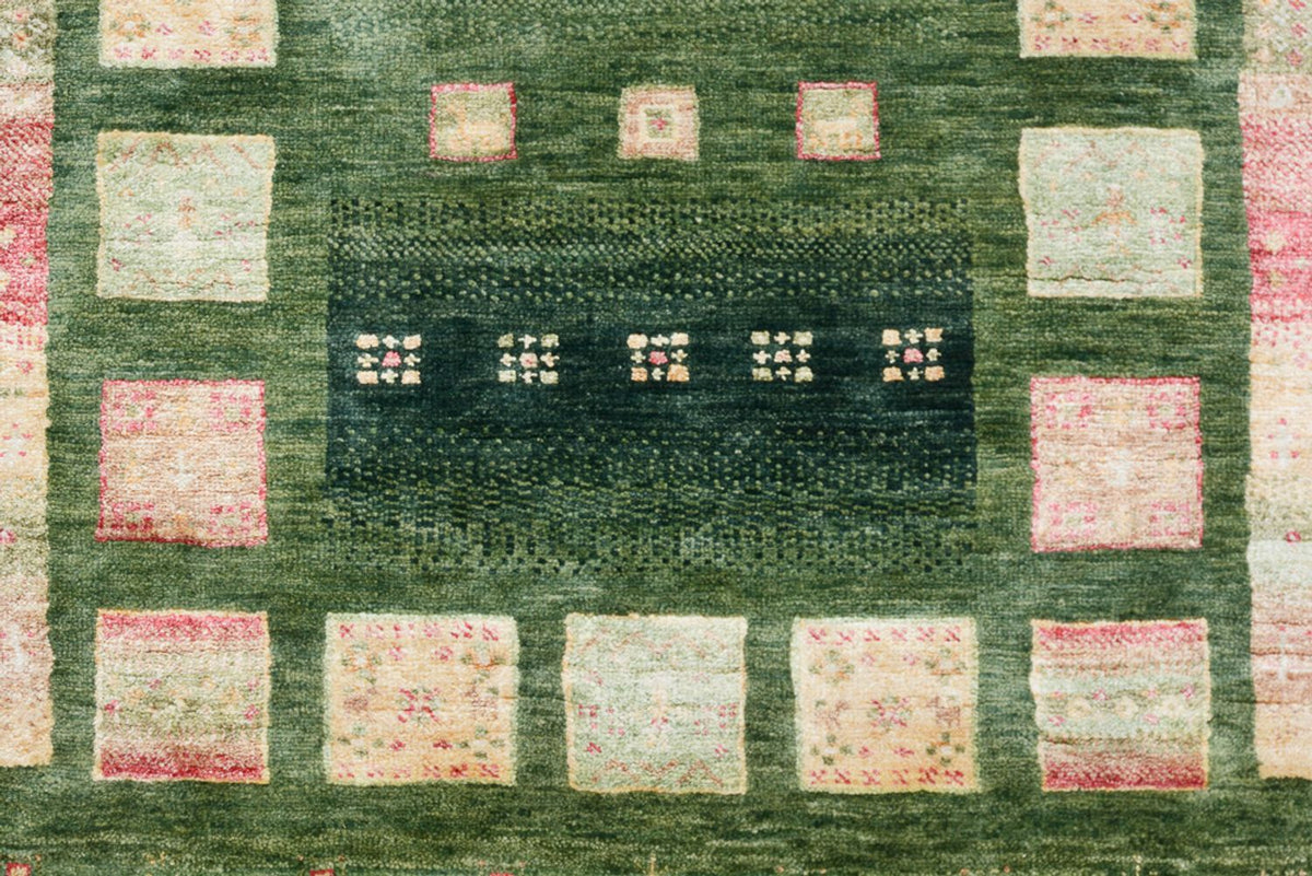 Runner Gabbeh Rug - Loribaft Indus - 296 x 82 cm - green