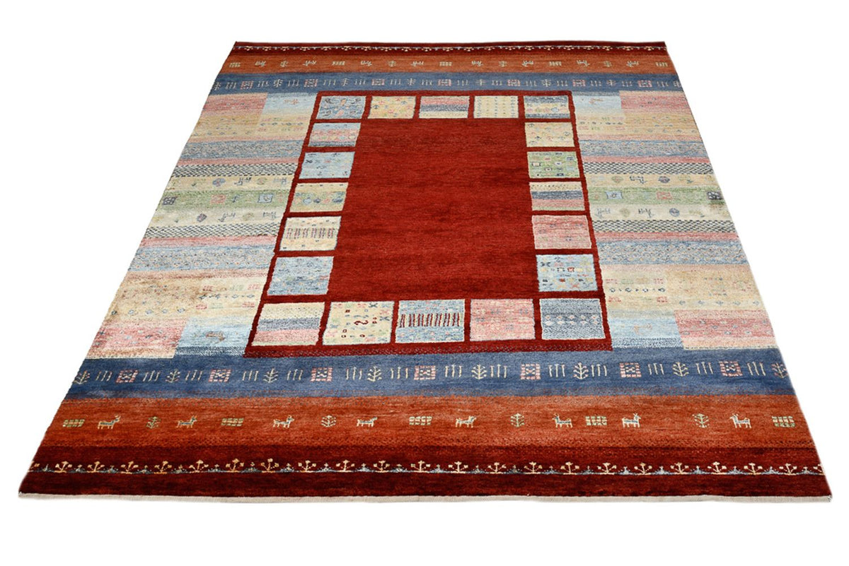 Gabbeh Rug - Loribaft Indus - 201 x 155 cm - red