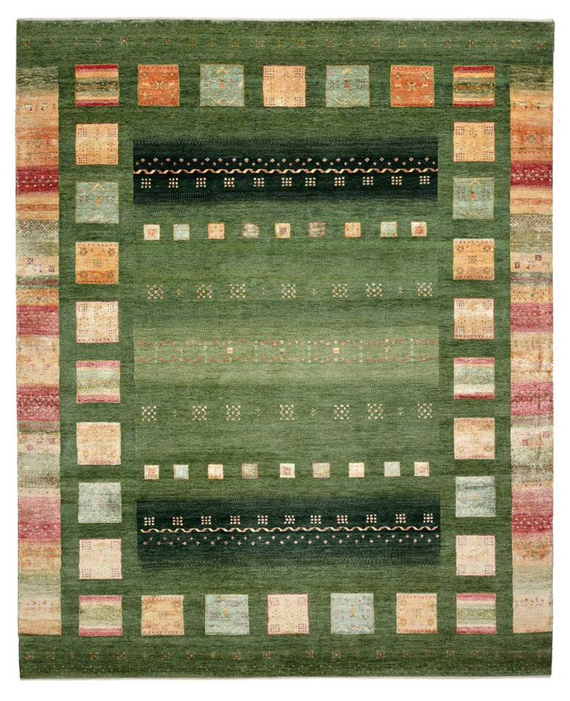 Gabbeh Rug - Loribaft Indus - 302 x 249 cm - green