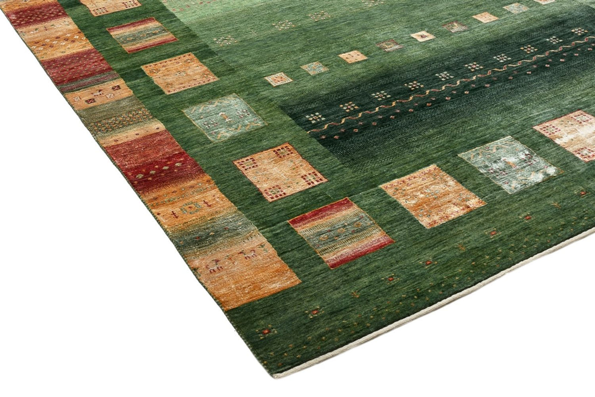 Gabbeh Rug - Loribaft Indus - 346 x 245 cm - green