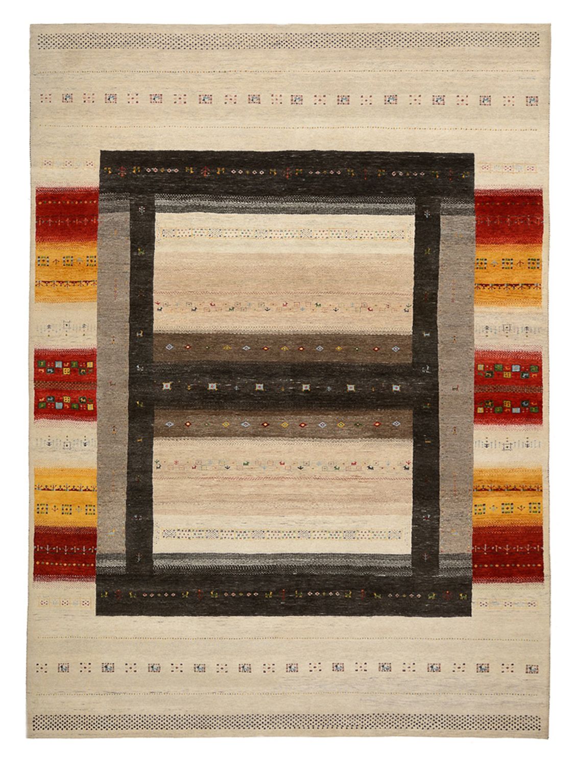 Gabbeh Rug - Loribaft Indus - 347 x 254 cm - light beige