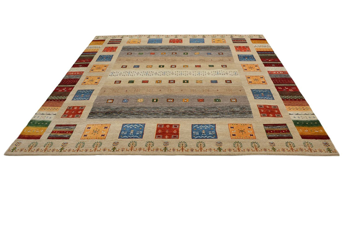 Gabbeh Rug - Loribaft Indus square  - 256 x 250 cm - light beige