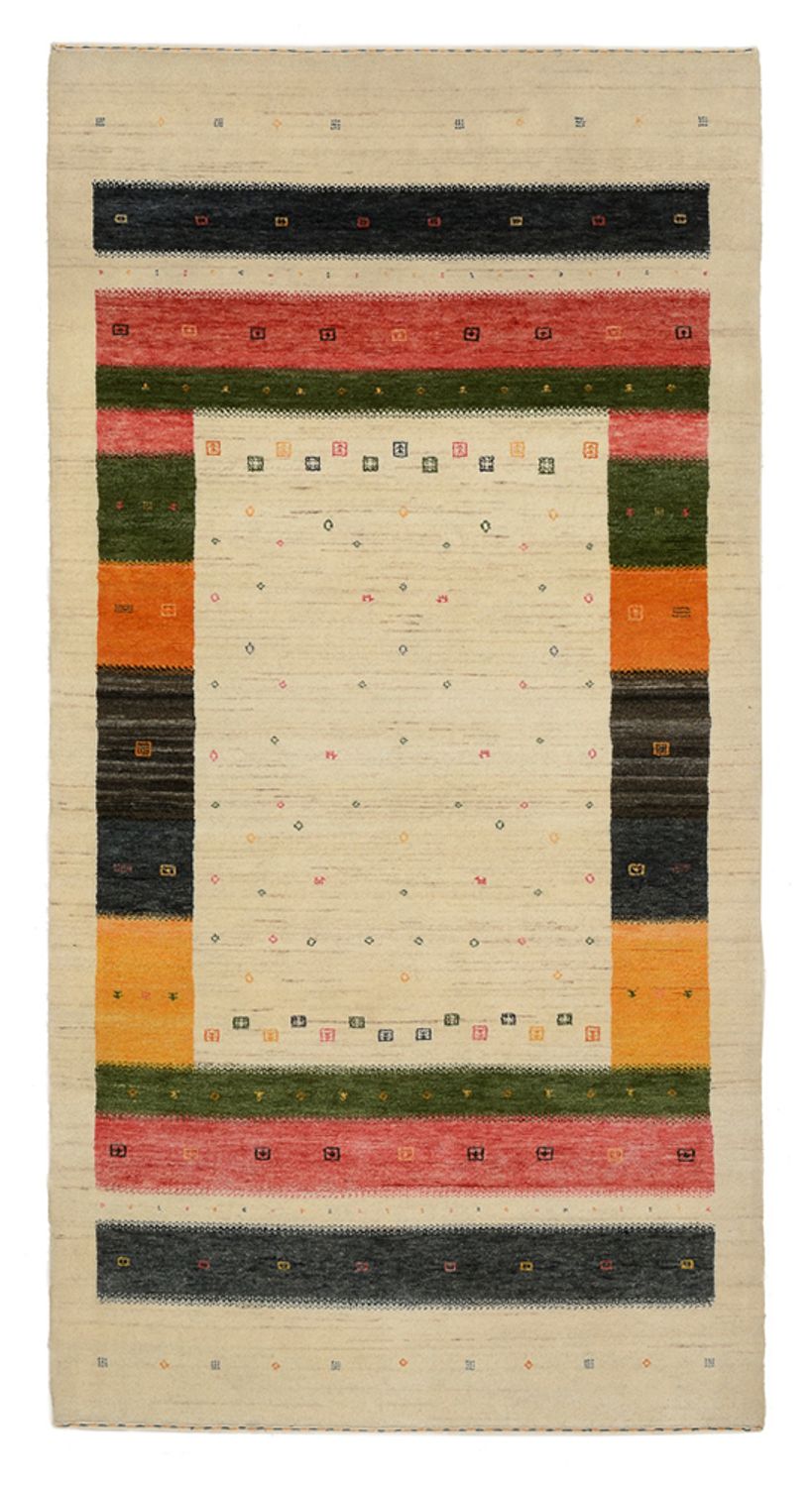 Runner Gabbeh Rug - Loribaft Indus - 195 x 101 cm - light beige