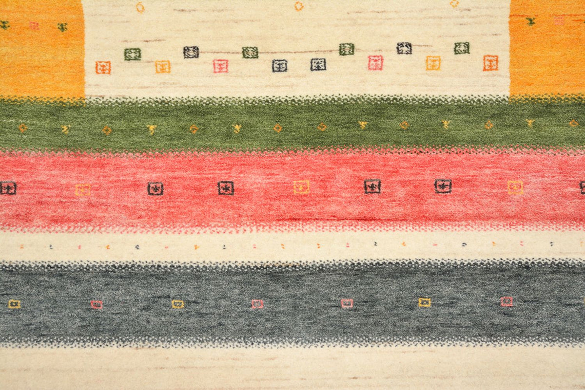 Runner Gabbeh Rug - Loribaft Indus - 195 x 101 cm - light beige