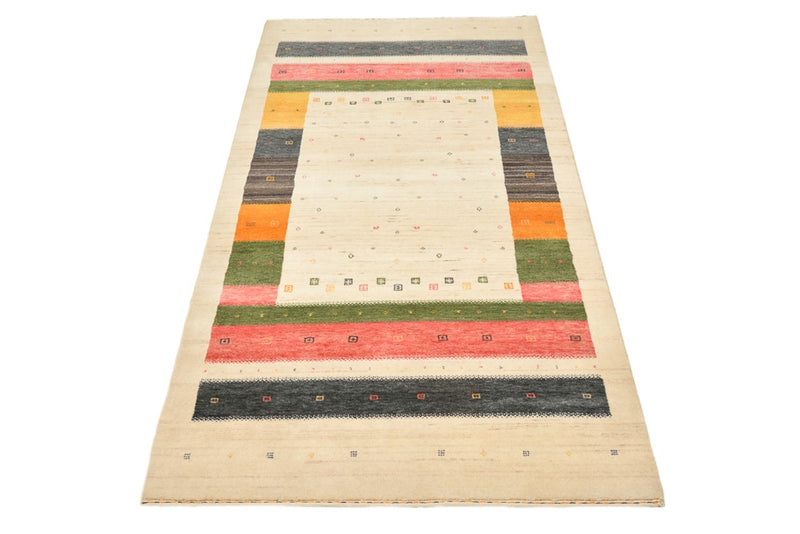 Runner Gabbeh Rug - Loribaft Indus - 195 x 101 cm - light beige