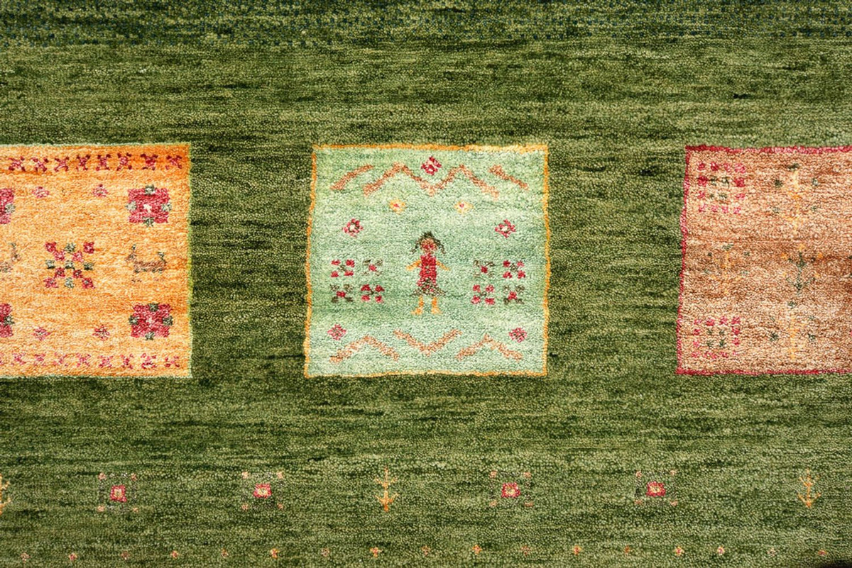 Gabbeh Rug - Loribaft Indus - 303 x 250 cm - green