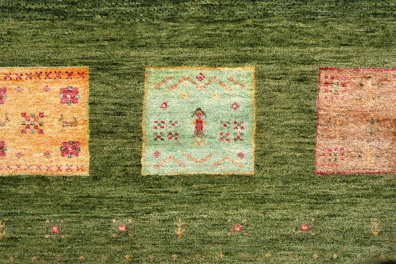 Gabbeh Rug - Loribaft Indus - 303 x 250 cm - green