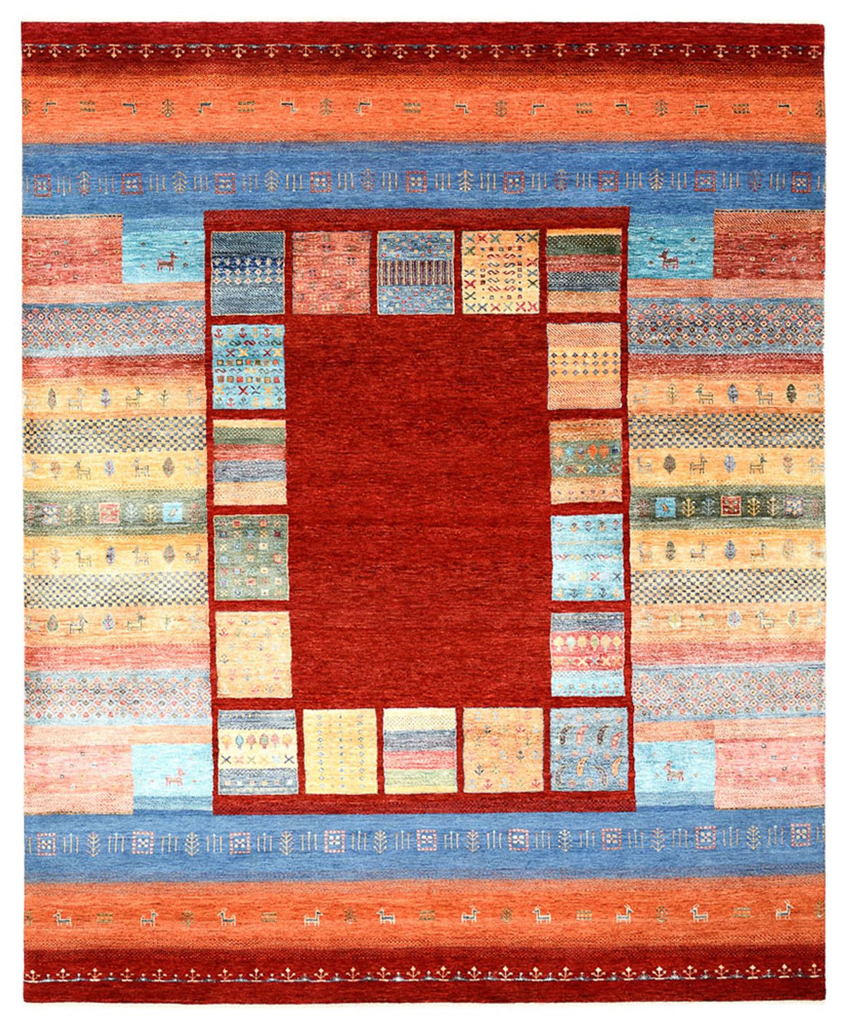 Gabbeh Rug - Loribaft Indus - 249 x 206 cm - red
