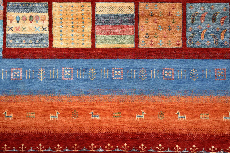 Gabbeh Rug - Loribaft Indus - 249 x 206 cm - red