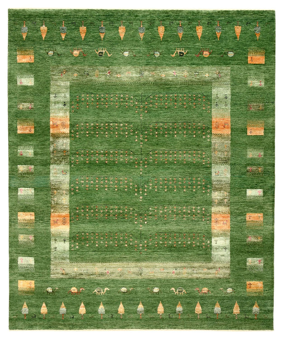 Gabbeh Rug - Loribaft Indus - 246 x 206 cm - green