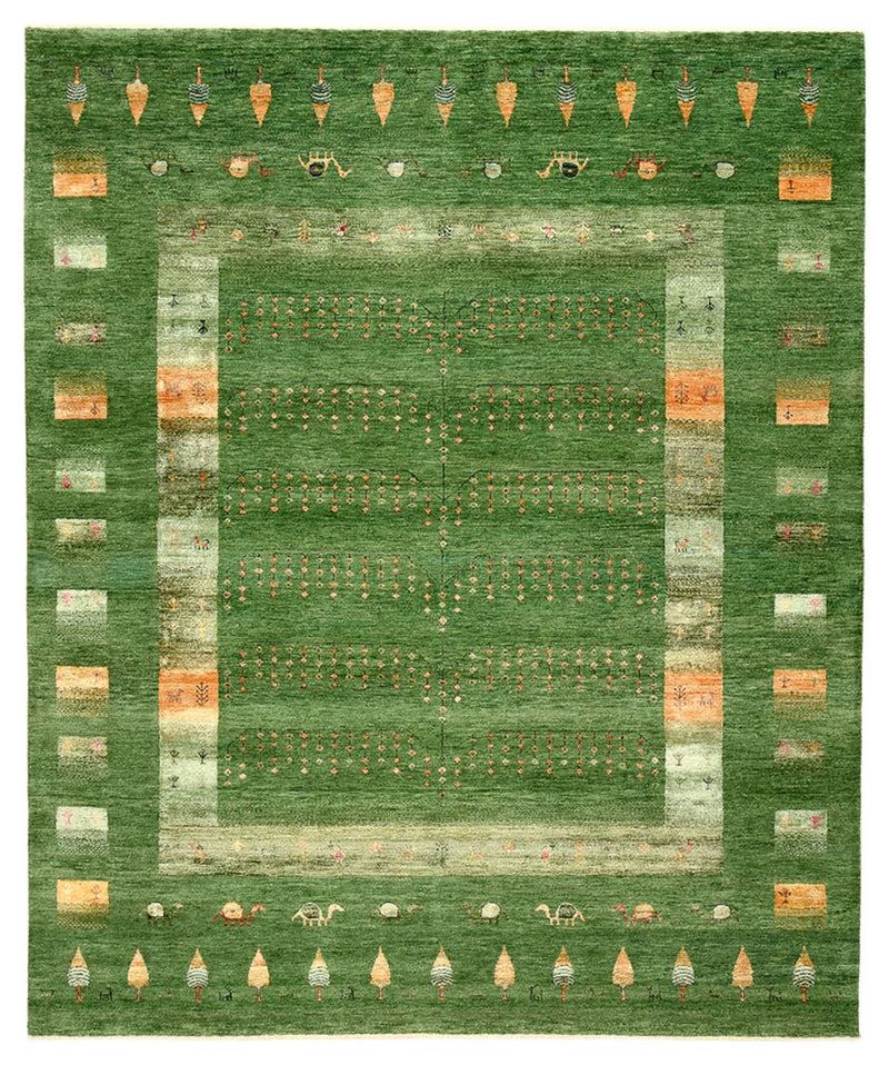 Gabbeh Rug - Loribaft Indus - 246 x 206 cm - green