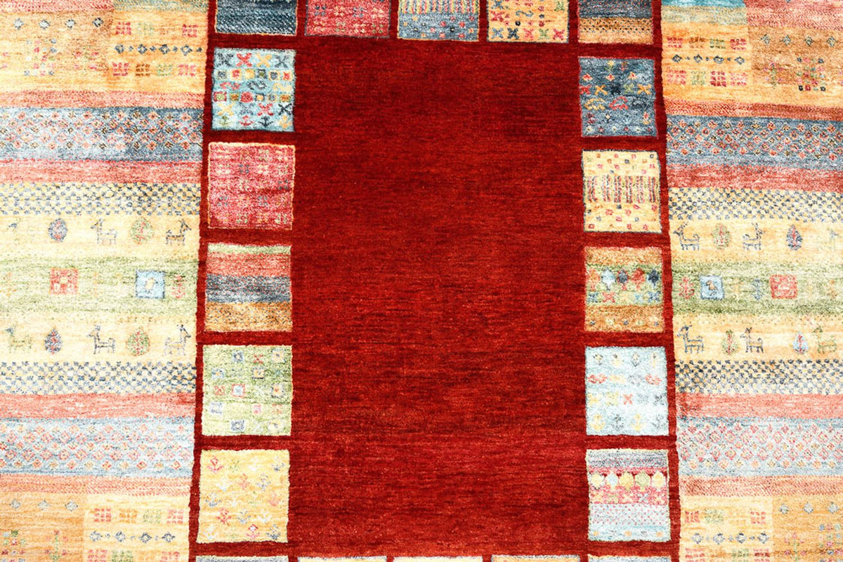 Gabbeh Rug - Loribaft Indus - 199 x 153 cm - red