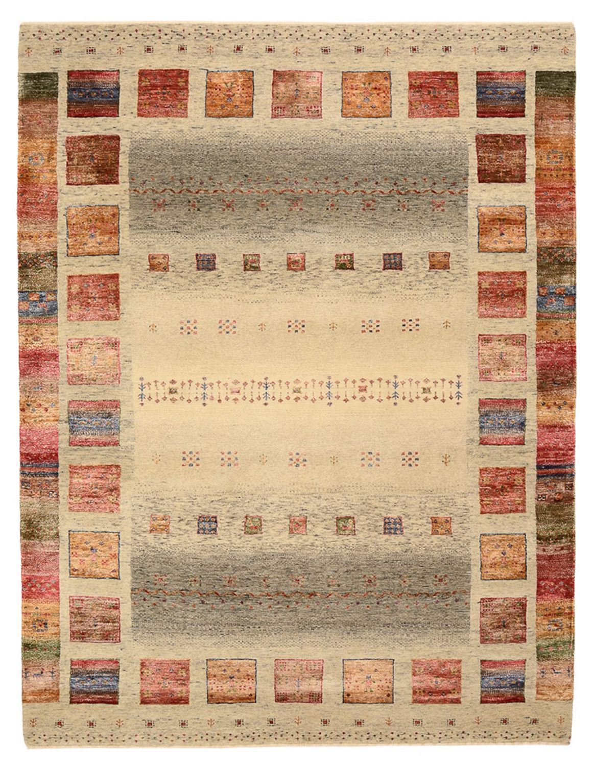 Gabbeh Rug - Loribaft Indus - 207 x 158 cm - dark beige