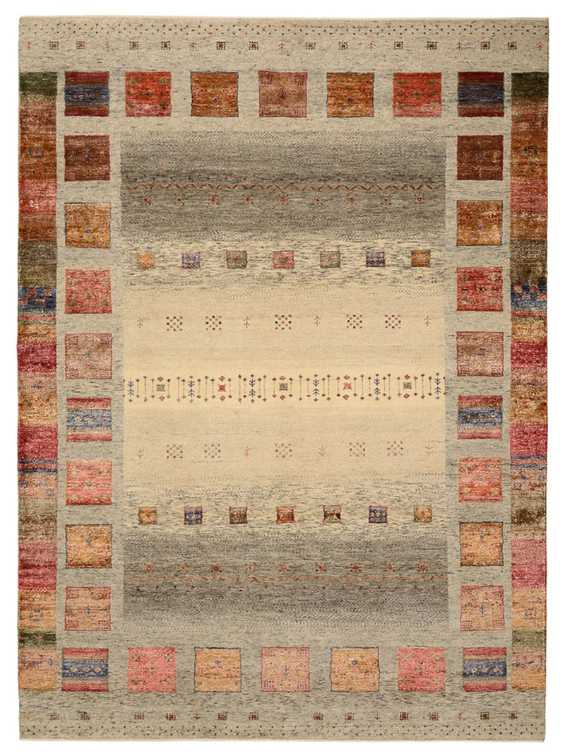 Gabbeh Rug - Loribaft Indus - 242 x 177 cm - dark beige