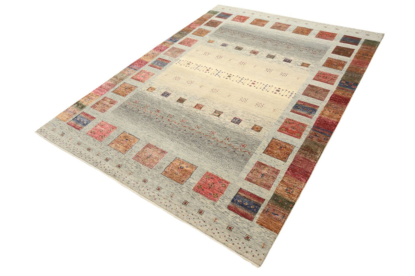 Gabbeh Rug - Loribaft Indus - 242 x 177 cm - dark beige