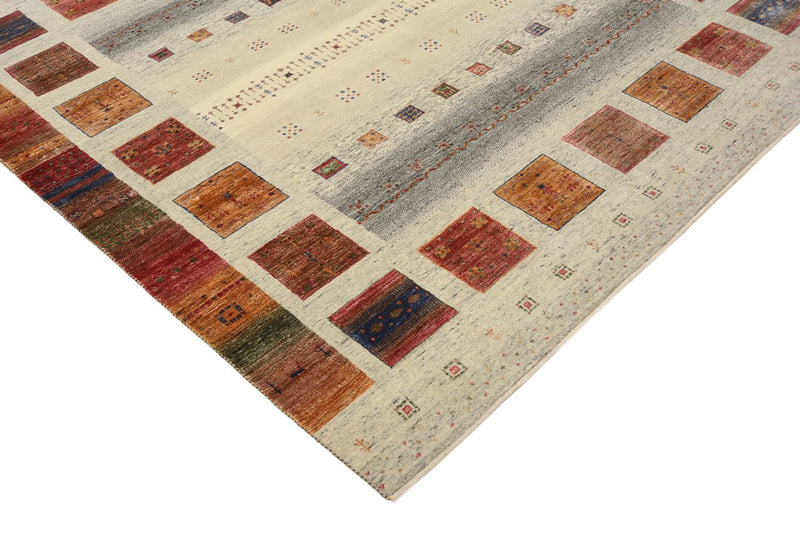 Gabbeh Rug - Loribaft Indus square  - 206 x 204 cm - dark beige