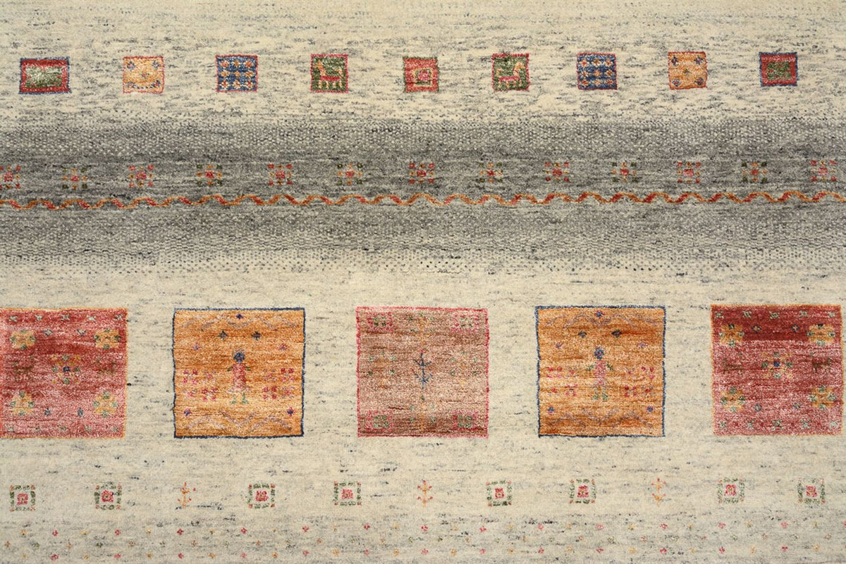 Gabbeh Rug - Loribaft Indus square  - 206 x 204 cm - dark beige