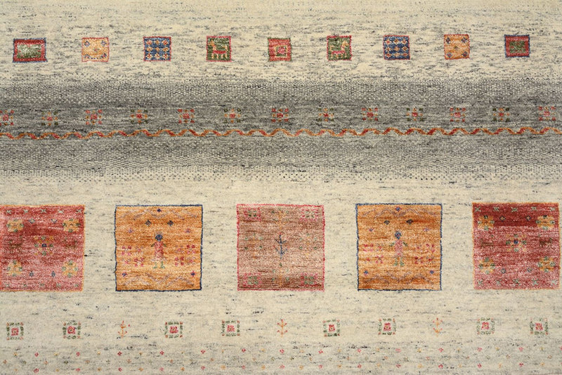 Gabbeh Rug - Loribaft Indus square  - 206 x 204 cm - dark beige