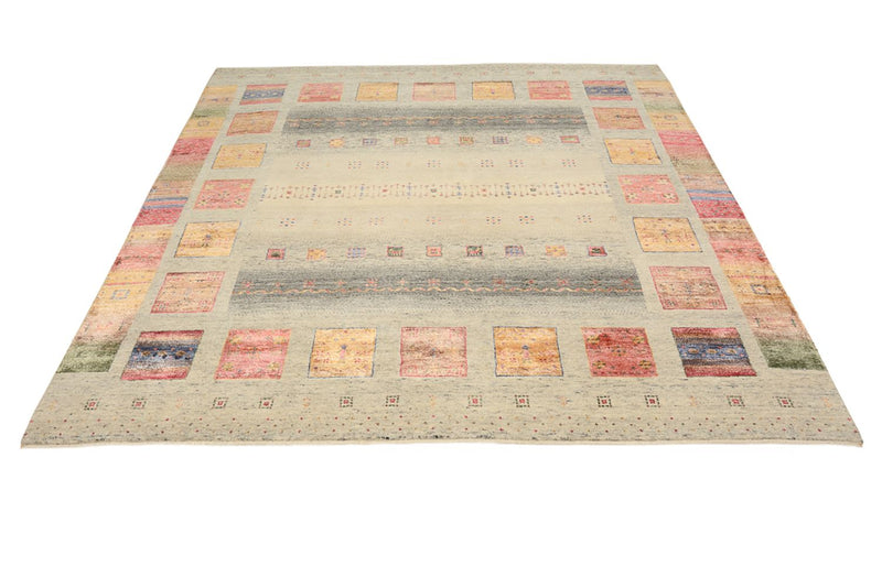 Gabbeh Rug - Loribaft Indus square  - 206 x 204 cm - dark beige