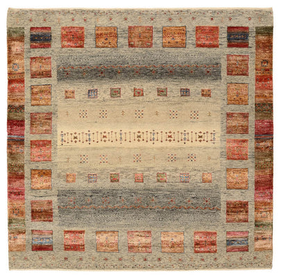 Gabbeh Rug - Loribaft Indus square  - 156 x 152 cm - dark beige