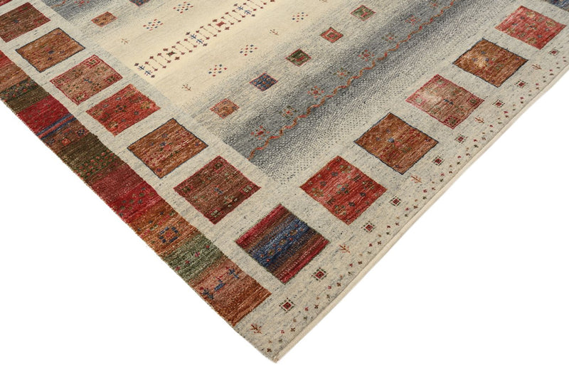 Gabbeh Rug - Loribaft Indus square  - 156 x 156 cm - dark beige