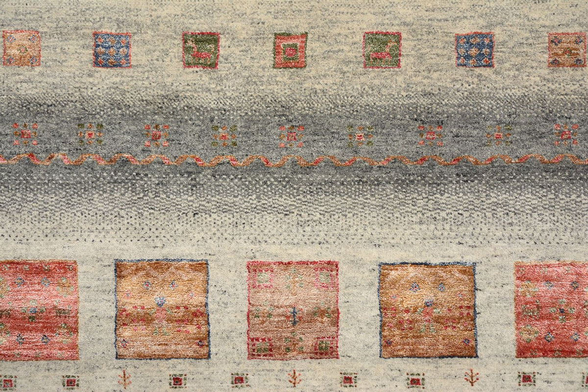 Gabbeh Rug - Loribaft Indus square  - 156 x 156 cm - dark beige