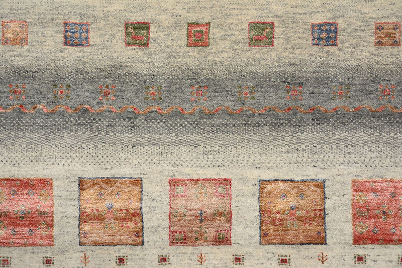 Gabbeh Rug - Loribaft Indus square  - 156 x 156 cm - dark beige