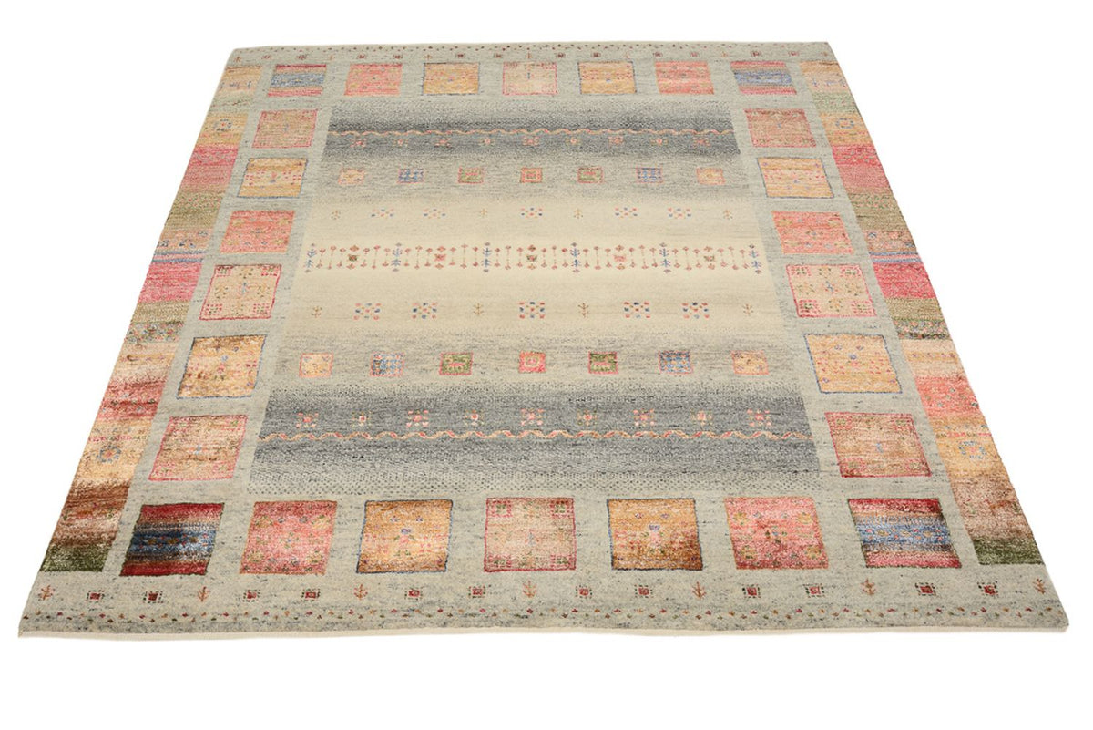 Gabbeh Rug - Loribaft Indus square  - 156 x 156 cm - dark beige