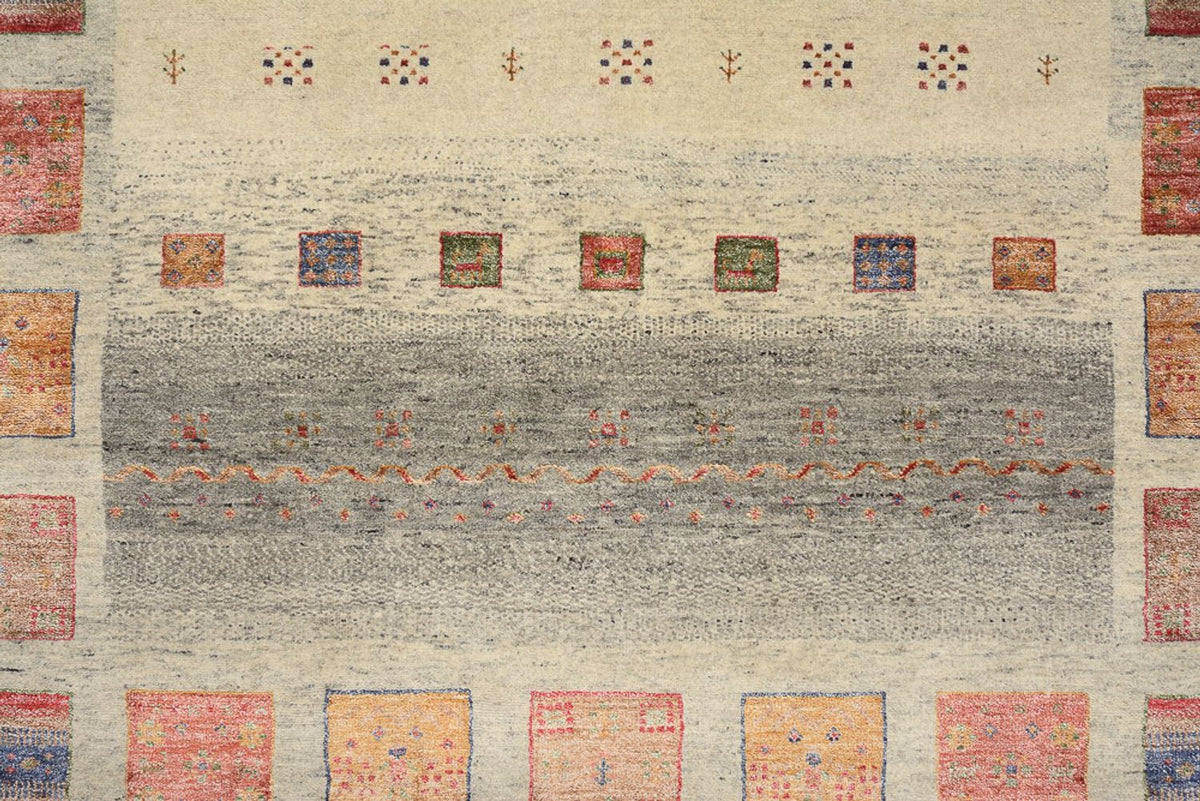 Gabbeh Rug - Loribaft Indus - 204 x 154 cm - dark beige