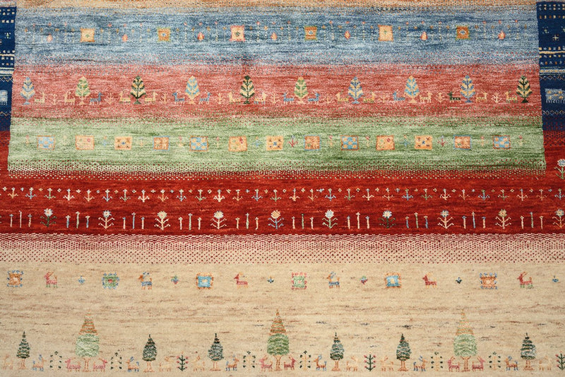 Gabbeh Rug - Loribaft Indus square  - 203 x 203 cm - multicolored