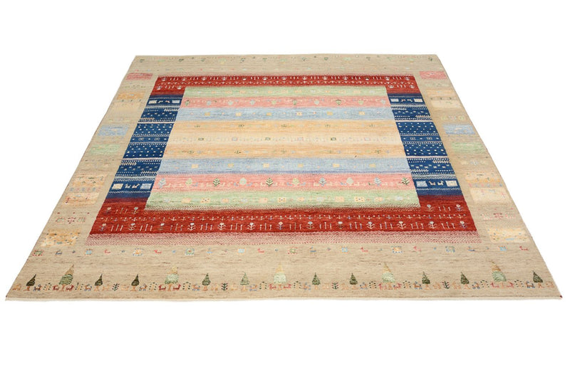 Gabbeh Rug - Loribaft Indus square  - 203 x 203 cm - multicolored