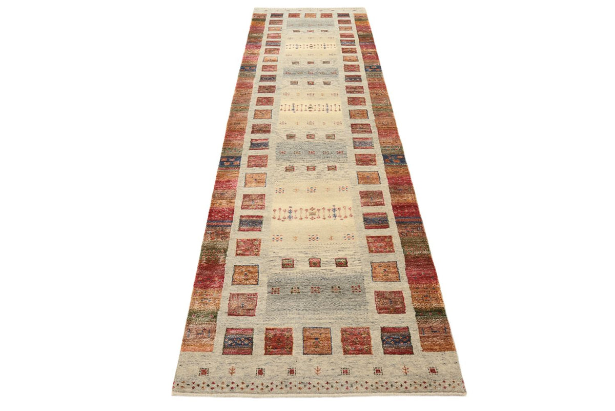 Runner Gabbeh Rug - Loribaft Indus - 306 x 84 cm - dark beige