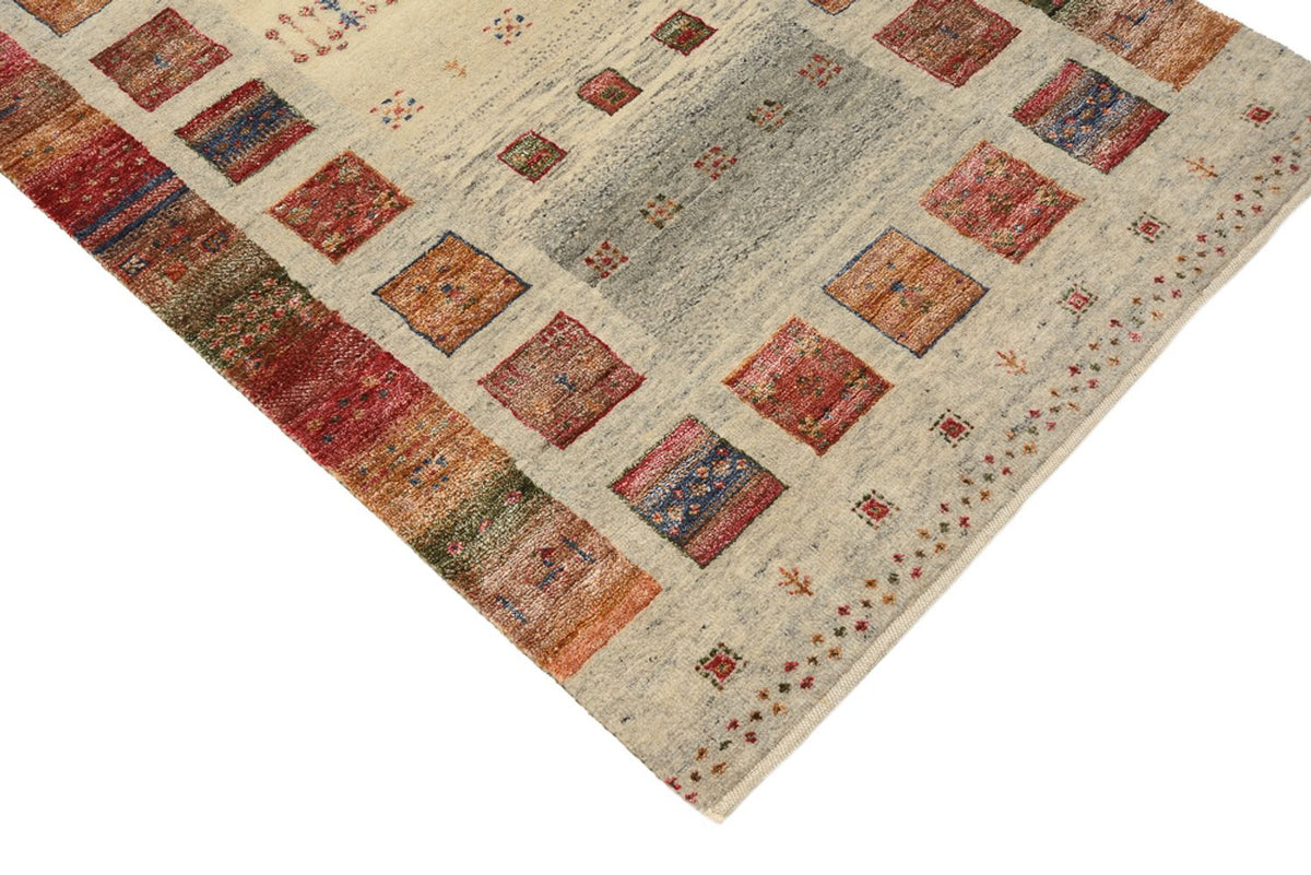 Runner Gabbeh Rug - Loribaft Indus - 306 x 84 cm - dark beige