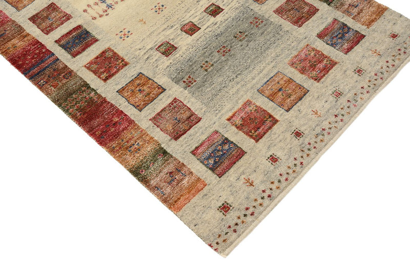 Runner Gabbeh Rug - Loribaft Indus - 306 x 84 cm - dark beige