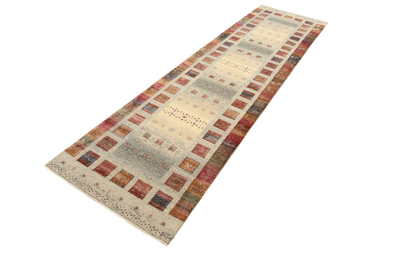Runner Gabbeh Rug - Loribaft Indus - 306 x 85 cm - dark beige