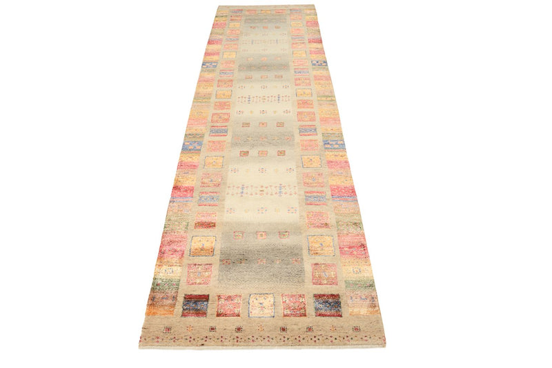 Runner Gabbeh Rug - Loribaft Indus - 305 x 81 cm - dark beige