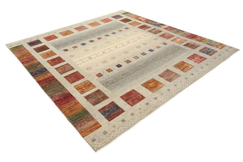 Gabbeh Rug - Loribaft Indus square  - 249 x 248 cm - dark beige