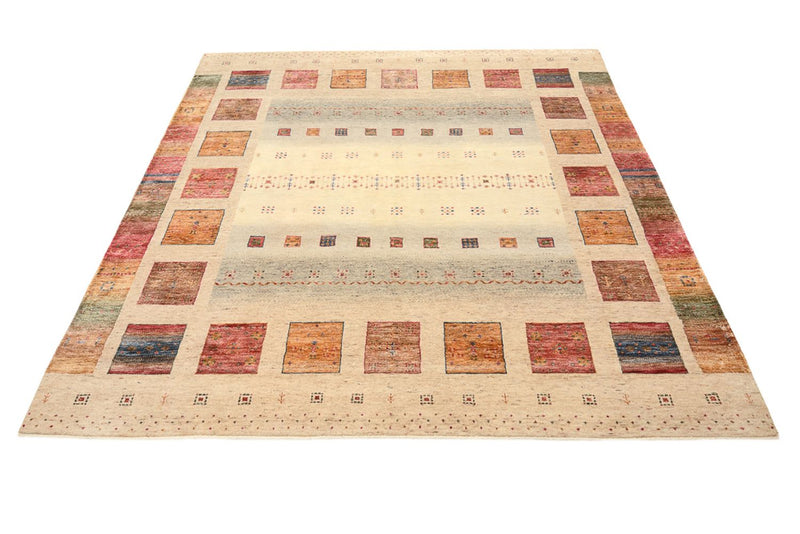 Gabbeh Rug - Loribaft Indus square  - 204 x 202 cm - light beige