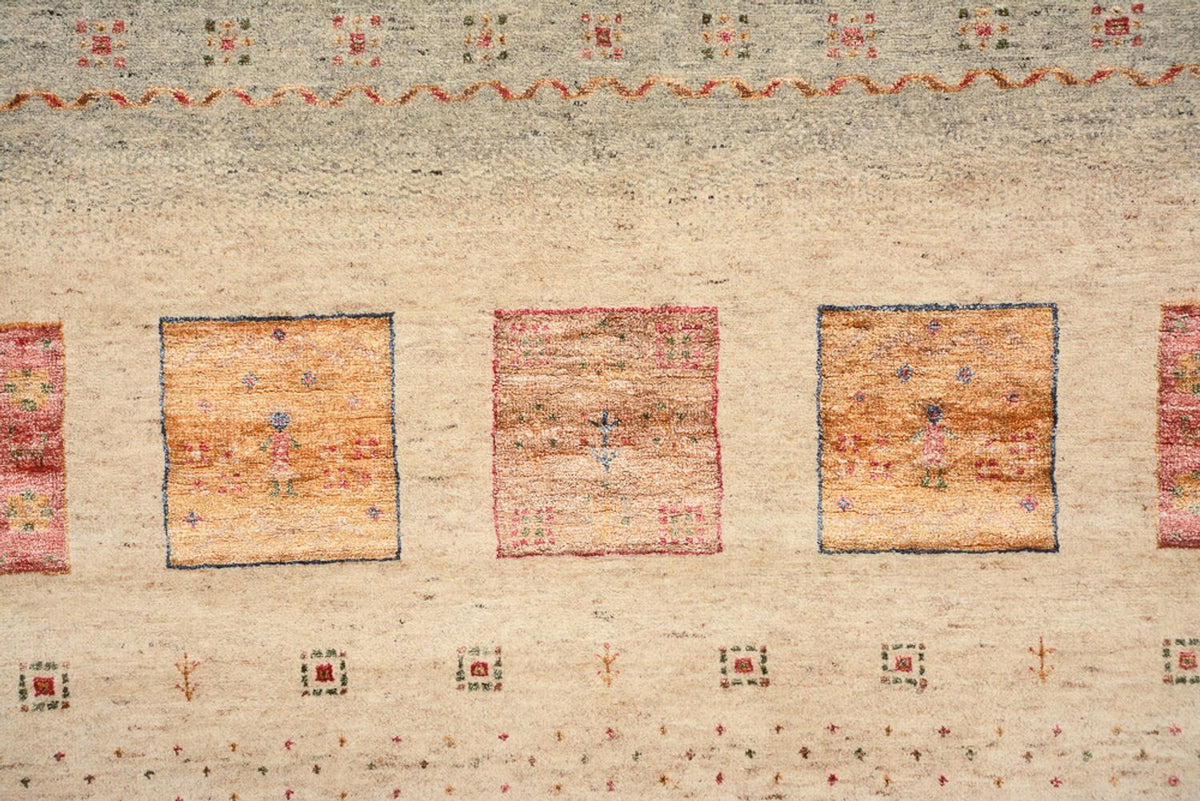 Gabbeh Rug - Loribaft Indus square  - 204 x 202 cm - light beige