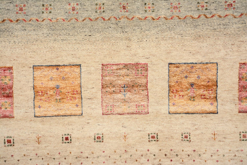 Gabbeh Rug - Loribaft Indus square  - 204 x 202 cm - light beige