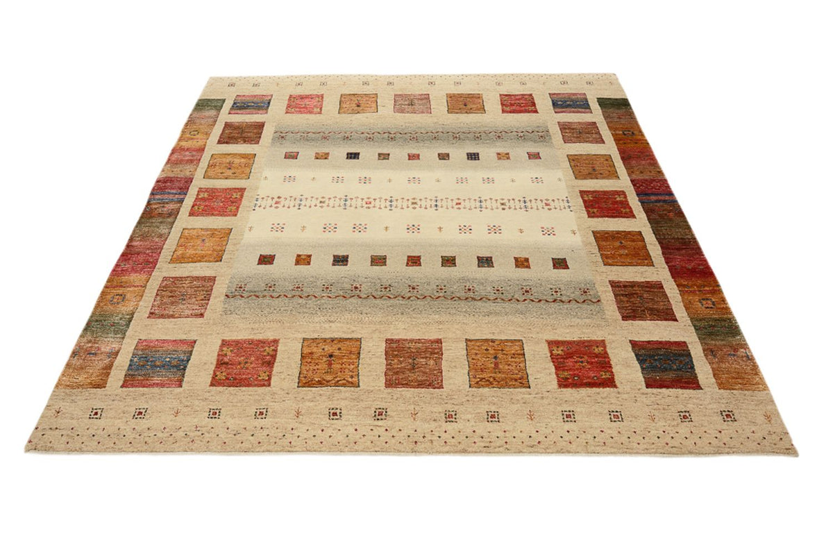 Gabbeh Rug - Loribaft Indus square  - 205 x 203 cm - multicolored